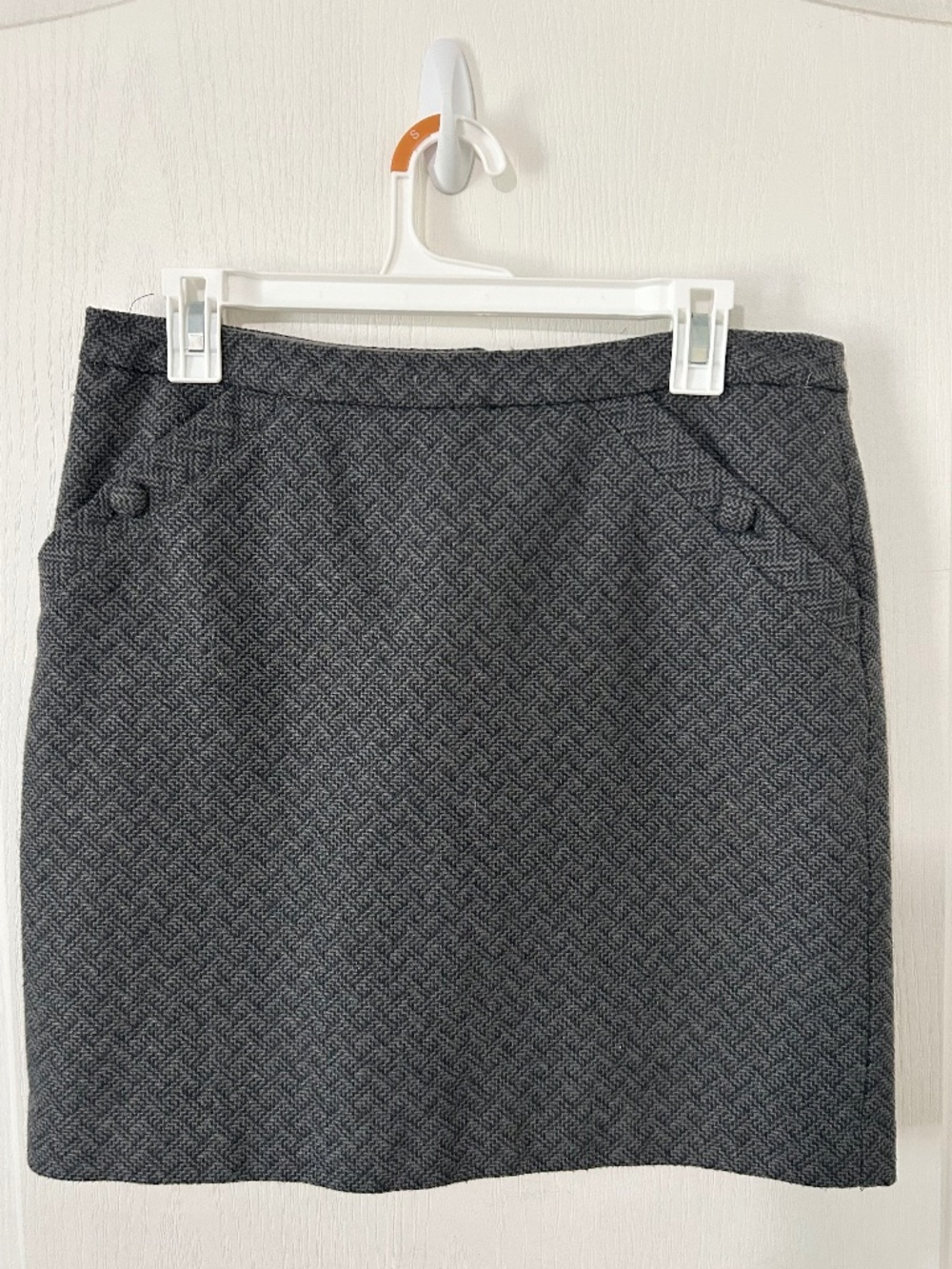 Vintage Skirt Charcoal Gray Herringbone Tweed Mini